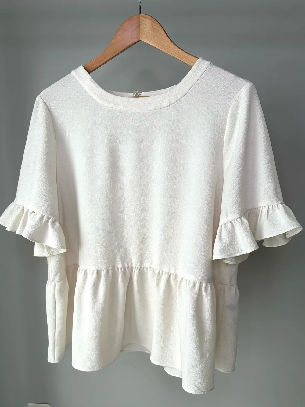 Kate Spade Cream Ruffle-Sleeve Peplum Blouse